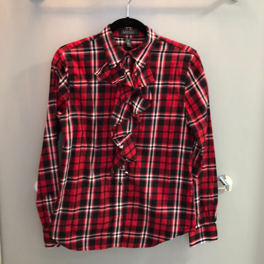 Lauren Ralph Lauren women red checkered shirt